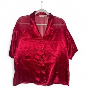 Vintage Victoria’s Secret Gold Label Sleep Top Silk Satin Sheer panel Women’s M‎